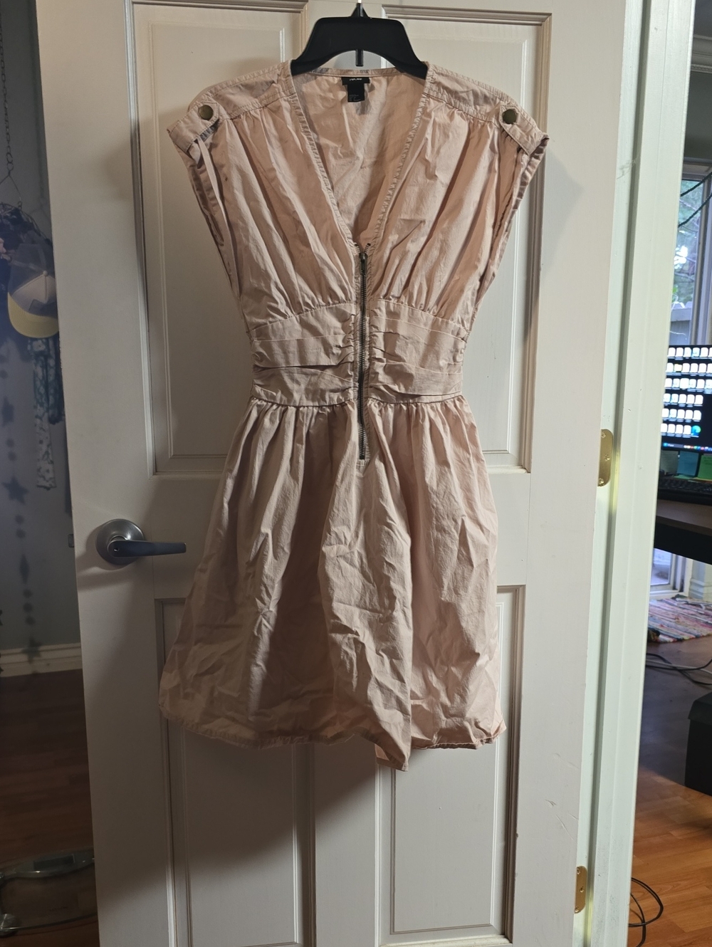 H&M Blush Pink Zip-Front Mini Dress